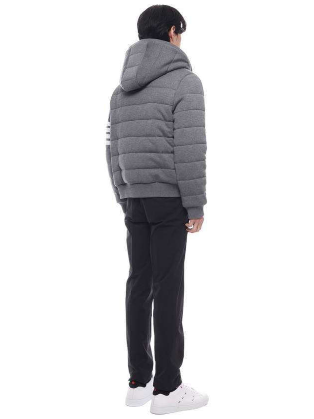 Jersey Stitch Padded 4 Bar Zip-Up Hoodie Grey - THOM BROWNE - BALAAN 7