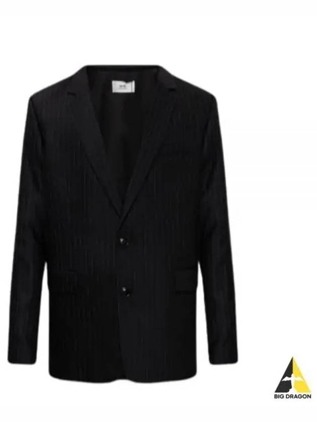 Men's Wool Cotton Herringbone Jacket Black - AMI - BALAAN 2