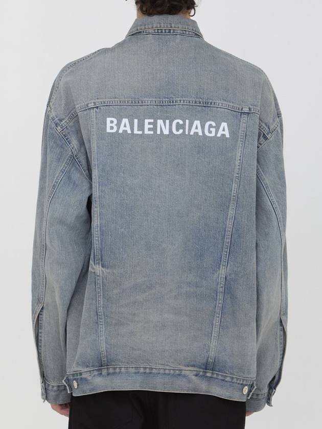 Logo Print Denim Jacket Blue - BALENCIAGA - BALAAN 5