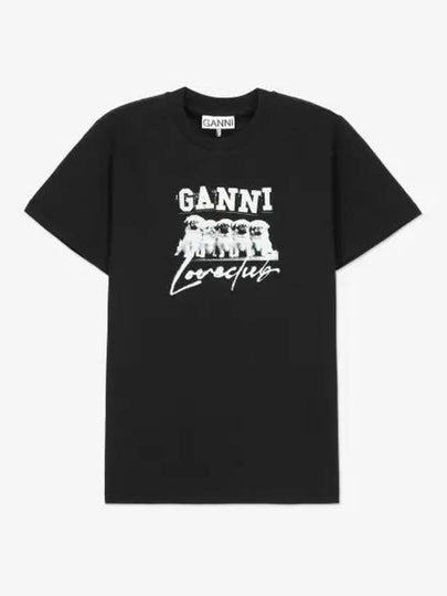 Thin Jersey Puppy Love Relaxed Short Sleeve T-Shirt Black - GANNI - BALAAN 2