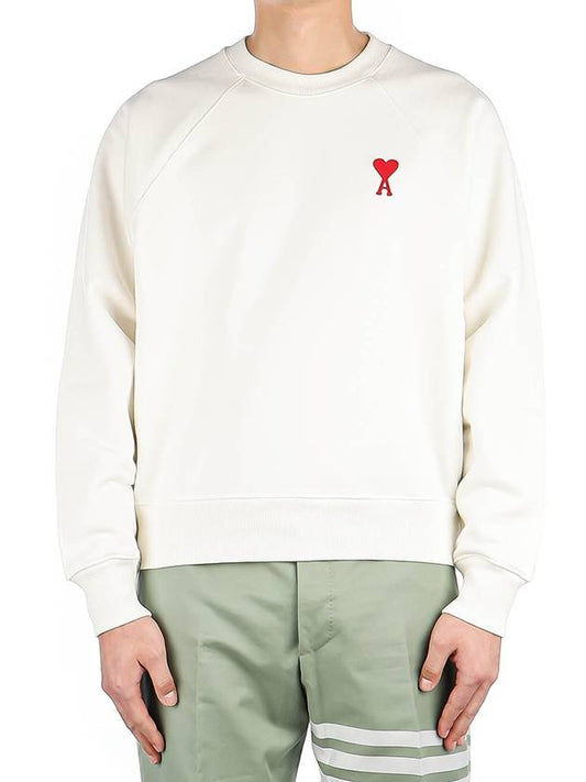 Heart Logo Cotton Sweatshirt White - AMI - BALAAN 2