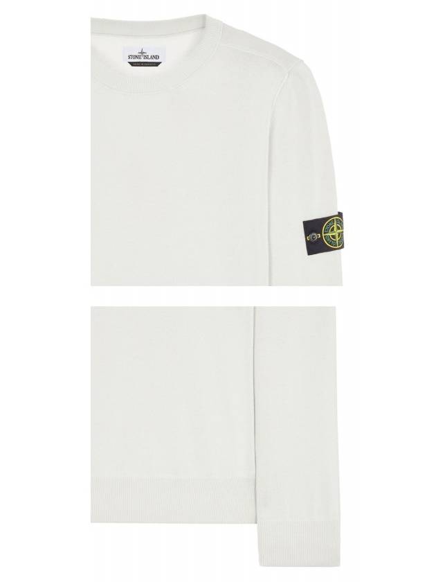 Wappen Patch Crew Neck Soft Cotton Knit Top White - STONE ISLAND - BALAAN 6