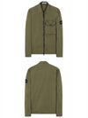 Men's Old Effect Overshirt Zip-Up Jacket Olive Green - STONE ISLAND - BALAAN 5