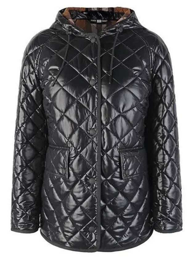 Diamond Quilted Reversible Hooded Jacket Brown Black - BURBERRY - BALAAN 2