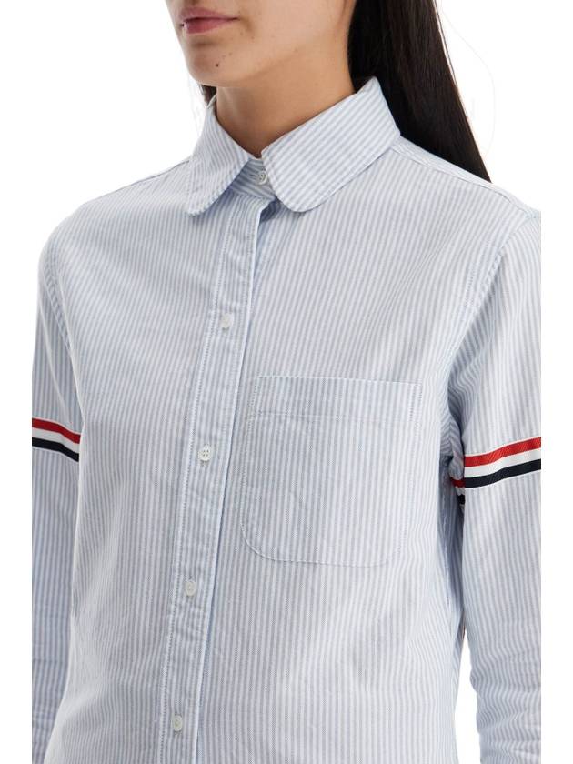 Women's Armband University Striped Oxford Shirt Blue - THOM BROWNE - BALAAN 5