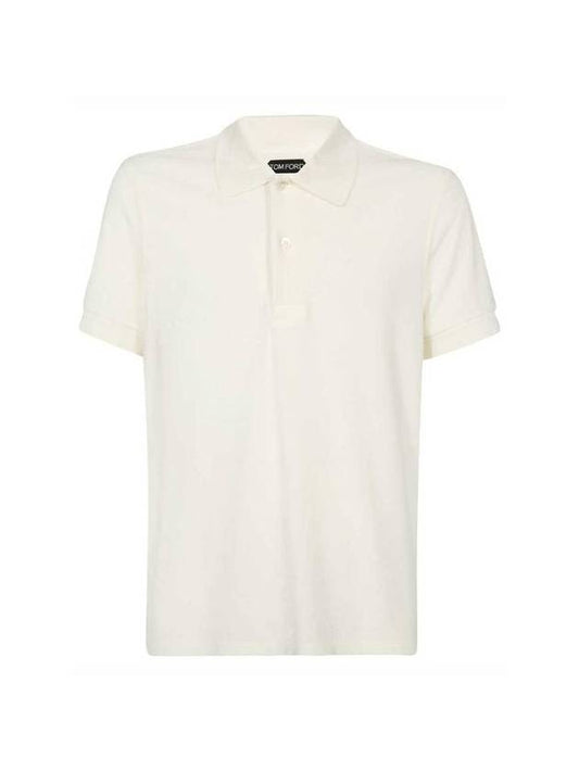 Men's Terry Cotton Short Sleeve Polo Shirt White - TOM FORD - BALAAN 1
