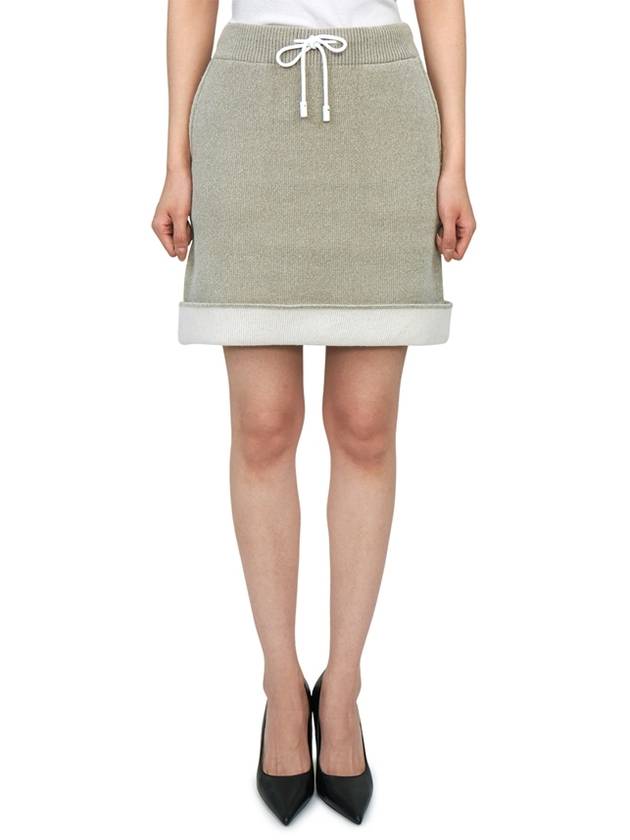 Contrast Hem Chenille Mini A-Line Skirt Beige - JW ANDERSON - BALAAN 4