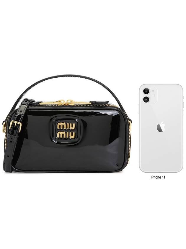 Logo Patent Leather Shoulder Bag Black - MIU MIU - BALAAN 10