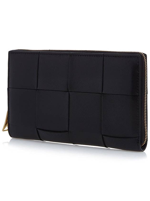 Intrecciato Zipper Around Long Wallet Black - BOTTEGA VENETA - BALAAN 3