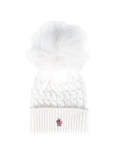 Pom Pom Wool Beanie White - MONCLER - BALAAN 2