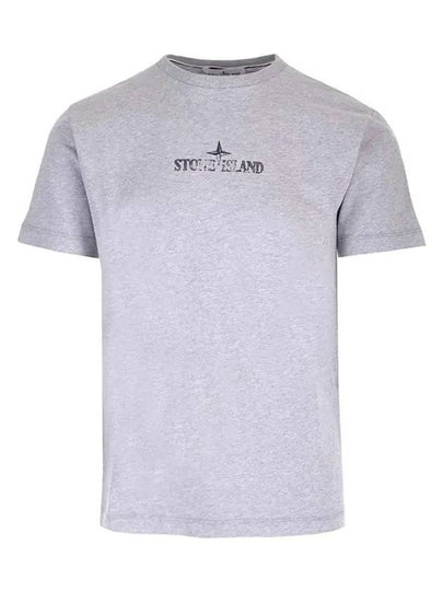 Logo Print Short Sleeve T-Shirt Grey - STONE ISLAND - BALAAN 2