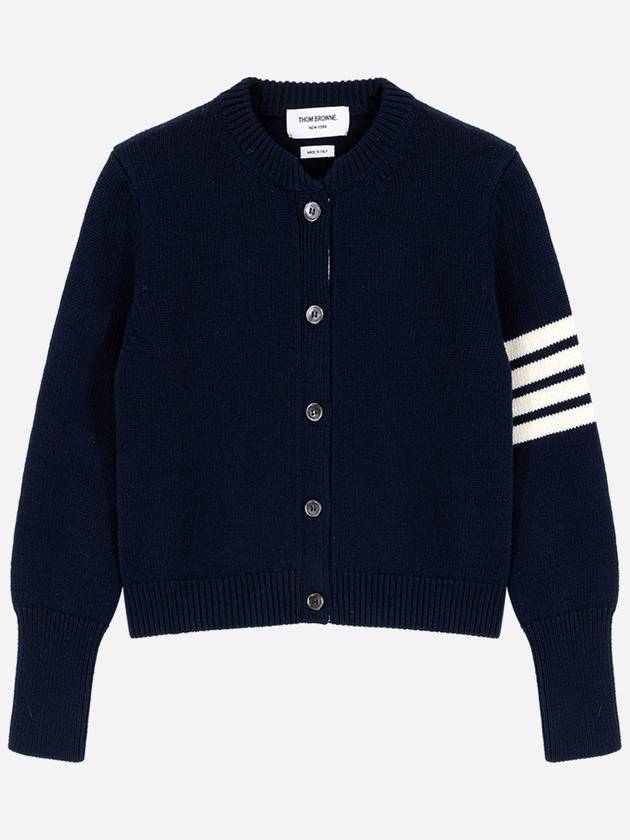 Floral Intarsia Cotton Cardigan Navy - THOM BROWNE - BALAAN 2