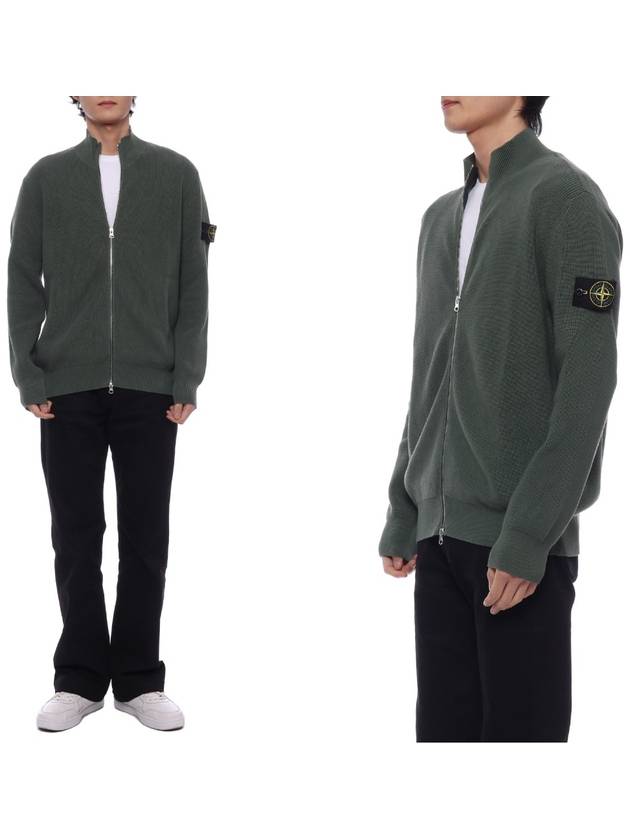 Wappen Patch Knit Zip-Up Jacket Dark Green - STONE ISLAND - BALAAN 2