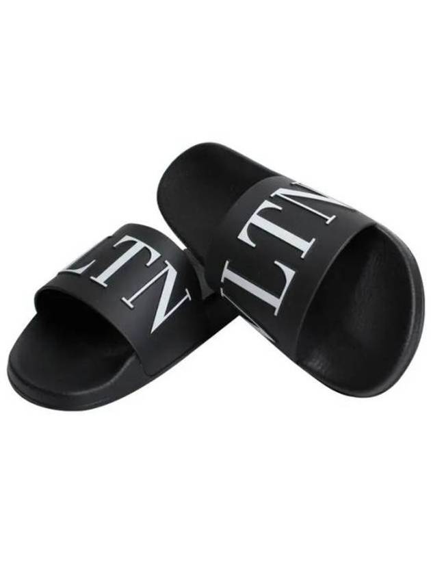 Rubber Rockstud Slippers Black - VALENTINO - BALAAN 3