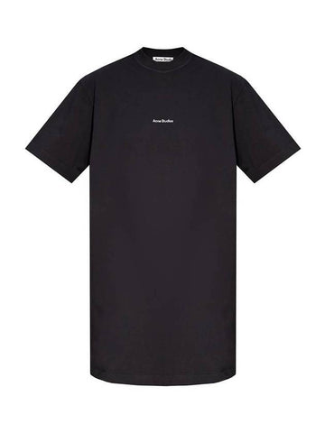 Logo Cotton T-Shirt Short Dress Black - ACNE STUDIOS - BALAAN 1