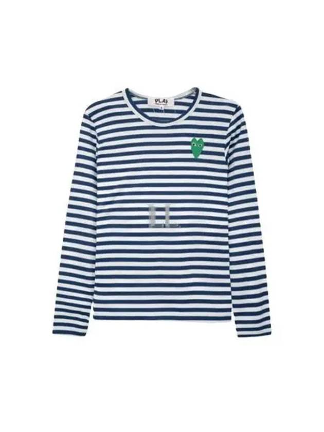 Men's Striped Logo Long Sleeve T-Shirt Blue - COMME DES GARCONS - BALAAN 2