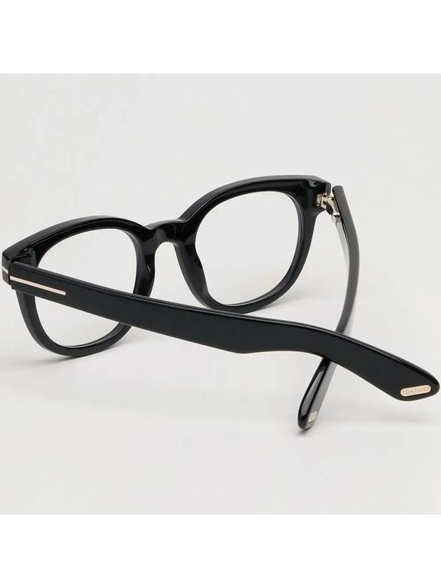 Eyewear T Logo Round Plastic Eyeglasses Shiny Black - TOM FORD - BALAAN 3