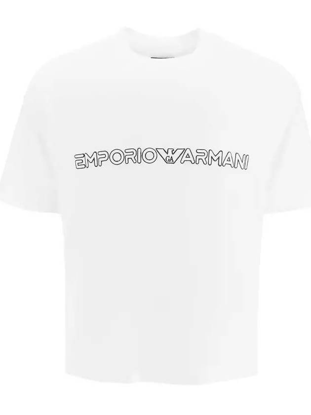 Embroidered Logo Short Sleeve T-Shirt White - EMPORIO ARMANI - BALAAN 3