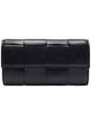 Intrecciato Flap Long Wallet Black - BOTTEGA VENETA - BALAAN.