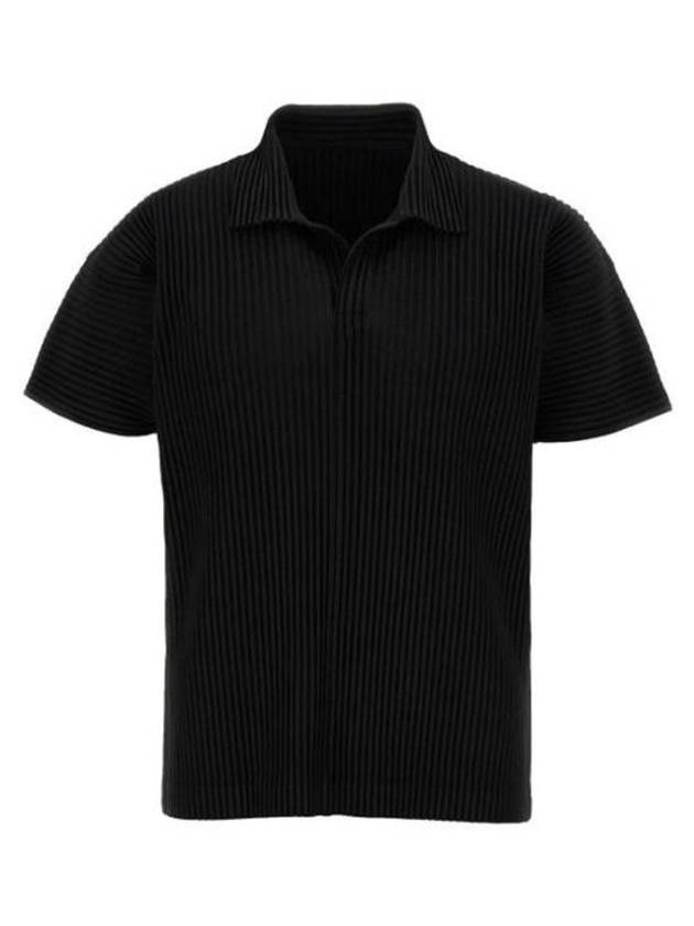 Pleated Polo Shirt Black - ISSEY MIYAKE - BALAAN 2