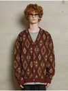 argyle mohair cardigan wine - UNALLOYED - BALAAN 1