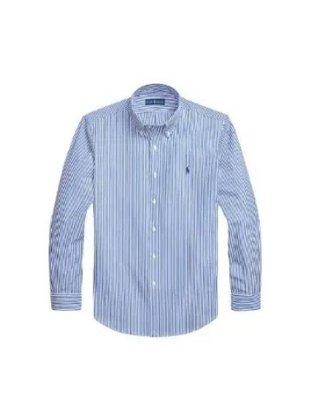 Embroidered Logo Striped Long Sleeves Shirt Dark Blue - POLO RALPH LAUREN - BALAAN 2