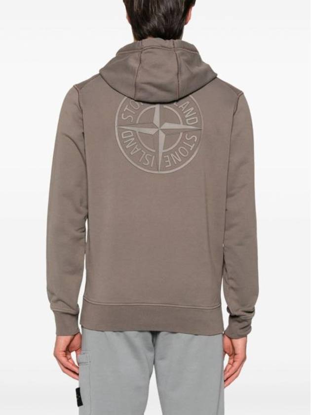 Logo Print Cotton Hoodie Brown - STONE ISLAND - BALAAN 4