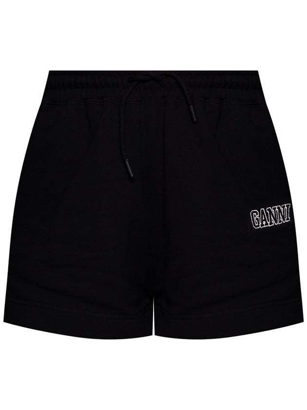 Women's Logo Drawstring Shorts Black - GANNI - BALAAN 1