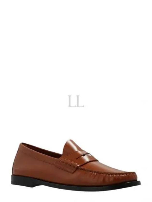 Coin Detail Leather Penny Loafers Warm Oak Brown - BURBERRY - BALAAN 2