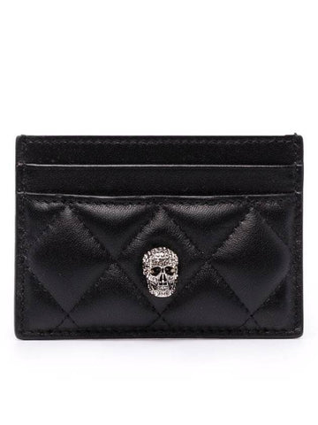 Skull Quilted Card Wallet Black - ALEXANDER MCQUEEN - BALAAN.