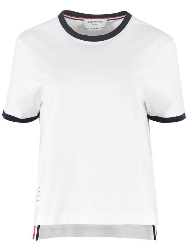 Asymmetric Hem Short Sleeve T-Shirt White - THOM BROWNE - BALAAN 1