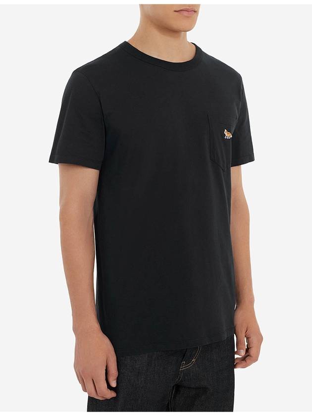 Baby Fox Patch Pocket Short Sleeve T-Shirt Black - MAISON KITSUNE - BALAAN 5