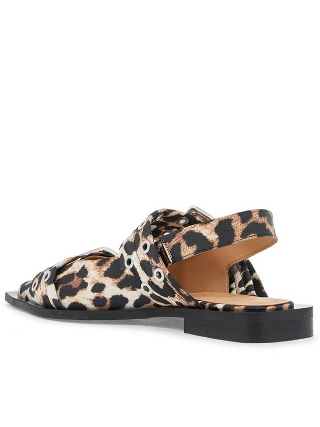 Leopard Satin Feminine Buckle Ballerina Brown - GANNI - BALAAN 3