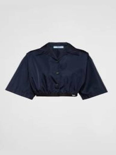 Logo Crop Short Sleeve Shirt Navy - PRADA - BALAAN 2