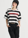 Stripe Crop Loosefit Half Sleeve T Shirt White - SORRY TOO MUCH LOVE - BALAAN 3