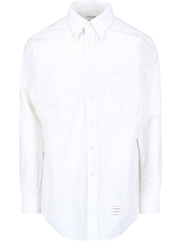 Men's Logo Patch Classic Cotton Long-Sleeve Shirt White - THOM BROWNE - BALAAN 2