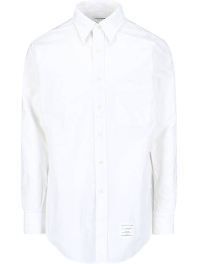 Men's Logo Patch Classic Cotton Long-Sleeve Shirt White - THOM BROWNE - BALAAN 2