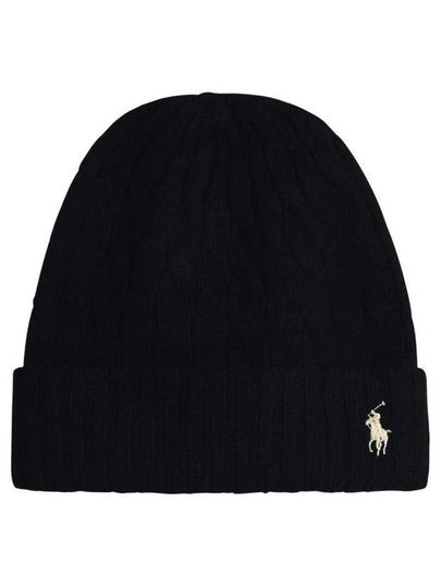 Cable Knit Beanie Black - POLO RALPH LAUREN - BALAAN 2