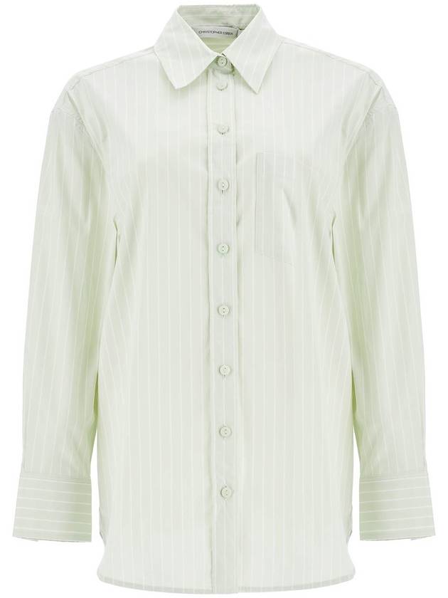 mint green cotton shirt with white stripes - CHRISTOPHER ESBER - BALAAN 1