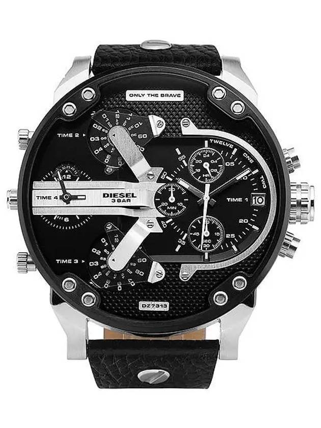 Mr. Daddy 2.0 Leather Watch Black Silver - DIESEL - BALAAN 1