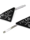 Triangle Logo Hair Clip Silver Black - PRADA - BALAAN 3