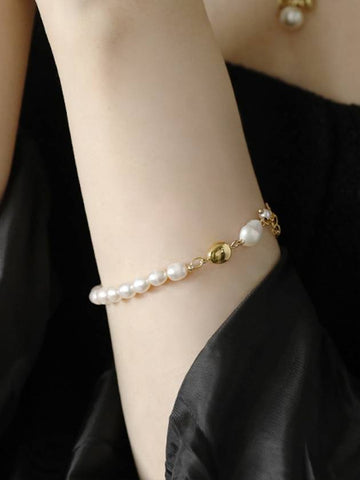 Freshwater Pearl Ball Bracelet Gold - SOSOO - BALAAN 1