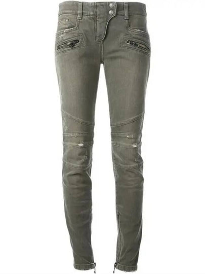 Women's Cotton Skinny Jeans Green - BALMAIN - BALAAN 2