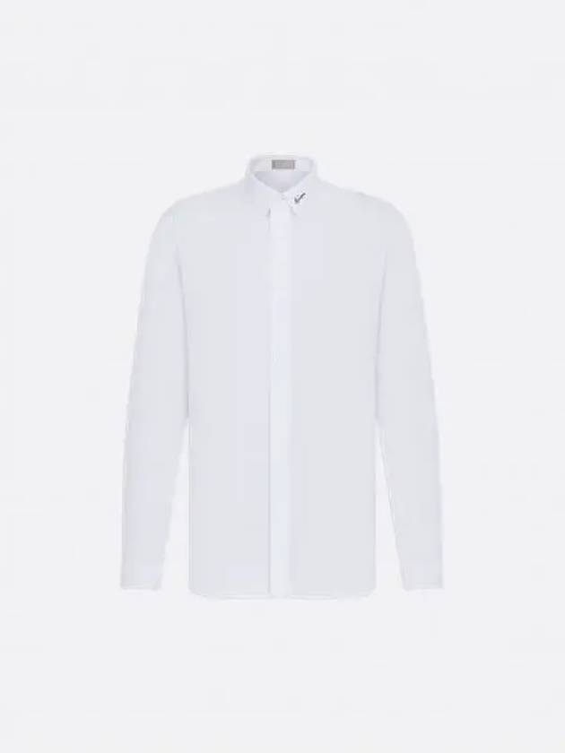 Signature Embroidered Long Sleeve Shirt White - DIOR - BALAAN 2