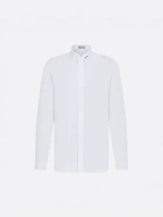 Signature Embroidered Long Sleeve Shirt White - DIOR - BALAAN 2