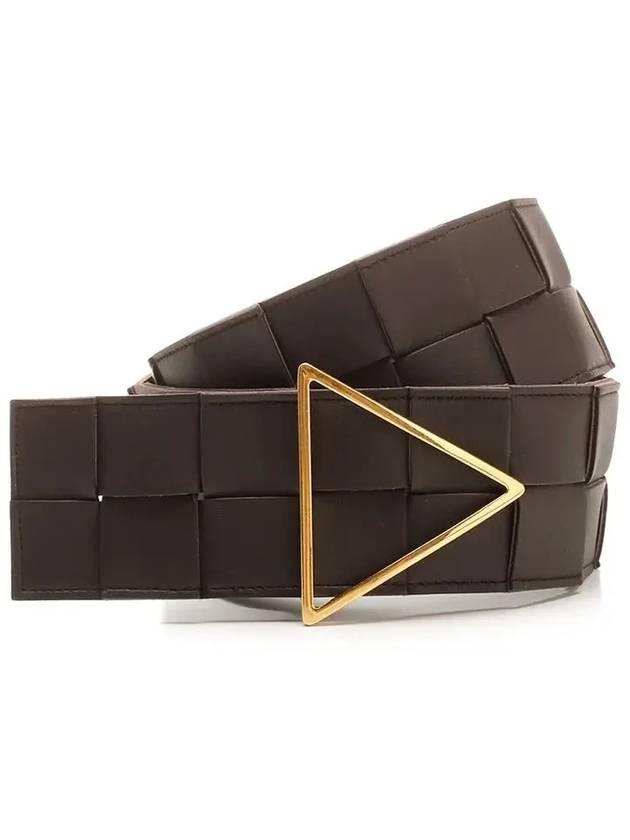 Intrecciato Triangle Buckle Leather Belt Brown - BOTTEGA VENETA - BALAAN 3