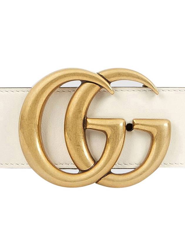 GG Marmont Buckle Leather Belt White - GUCCI - BALAAN 5