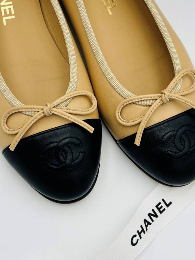 Classic ballerina flat shoes black beige two tone G02819 - CHANEL - BALAAN 4