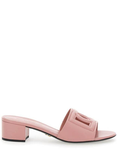 Mules Con Tacco Basso E Dg Millennials In Pelle Liscia Rosa Donna - DOLCE&GABBANA - BALAAN 1