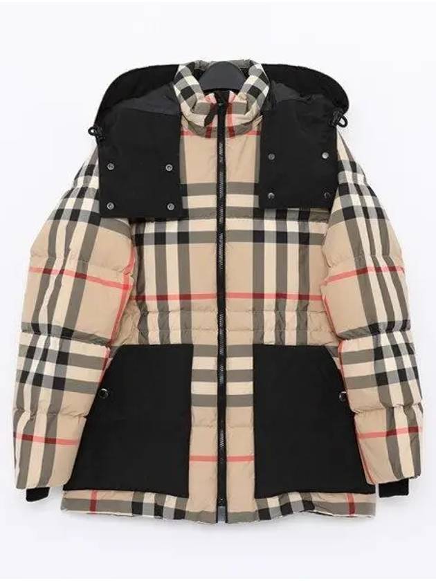 Women's Detachable Check Hooded Padding Archive Beige - BURBERRY - BALAAN 2